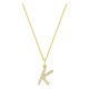 Colar inicial letra K em ouro amarelo 9K com diamantes criados 0,11 ct