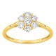 Anel em ouro amarelo 9K com diamantes criados 0,53 ct em forma de flor
