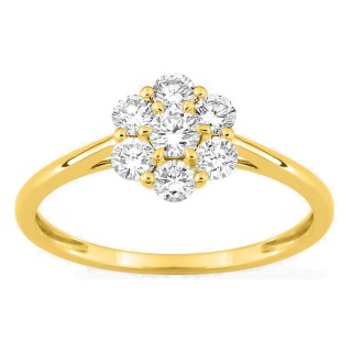 Anillo de oro amarillo 9K con diamantes creados 0,53 ct en forma de flor