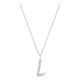 Colar inicial letra L em ouro branco 9K com diamantes criados 0,07 ct