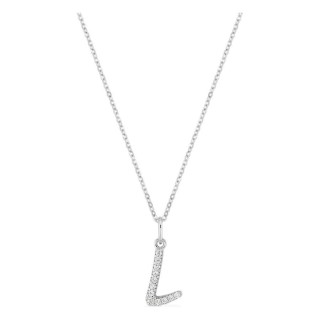 Collar inicial letra L de oro blanco 9K con diamantes creados 0,07 ct