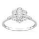 Anillo de oro blanco 9K con diamantes creados 0,78 ct en forma de flor