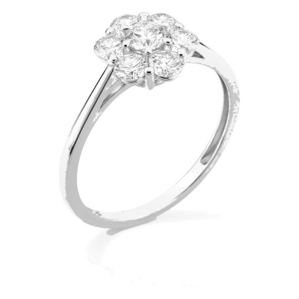 Anillo de oro blanco 9K con diamantes creados 0,78 ct en forma de flor