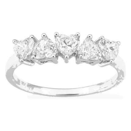 Anillo de oro blanco 18K con diamantes creados en forma de corazón 0,95 ct