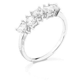 Anel em ouro branco 18K com diamantes criados em forma de coração 0,95 ct