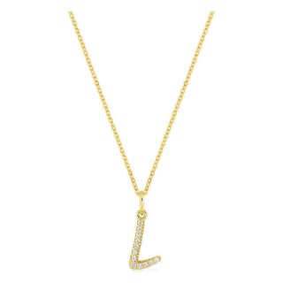 Collar inicial letra L de oro amarillo 9K con diamantes creados 0,07 ct