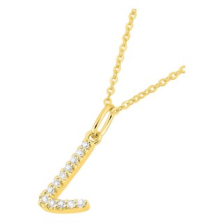 Colar inicial letra L em ouro amarelo 9K com diamantes criados 0,07 ct