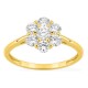 Anillo de oro amarillo 9K con diamantes creados 0,78 ct en forma de flor