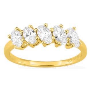 Anel em ouro amarelo 18K com diamantes criados de lapidação oval 1,00 ct