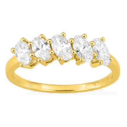Anel em ouro amarelo 18K com diamantes criados de lapidação oval 1,00 ct
