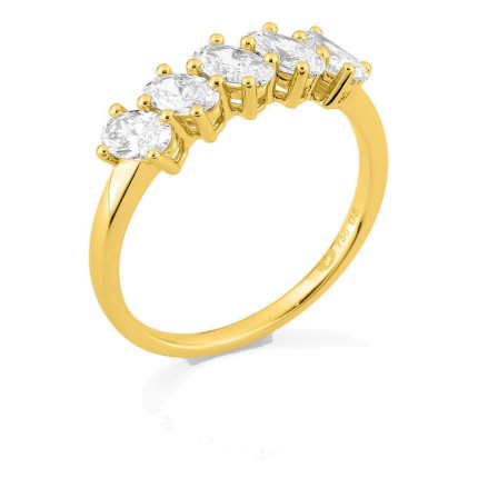 Anel em ouro amarelo 18K com diamantes criados de lapidação oval 1,00 ct