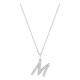 Colar inicial letra M em ouro branco 9K com diamantes criados 0,17 ct