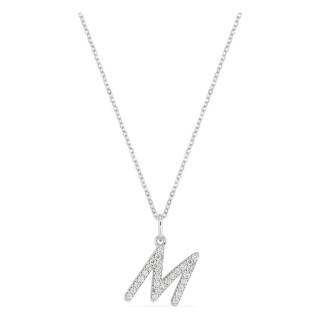 Collar inicial letra M de oro blanco 9K con diamantes creados 0,17 ct