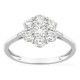Anel em ouro branco 9K com diamantes criados 0,97 ct em forma de flor