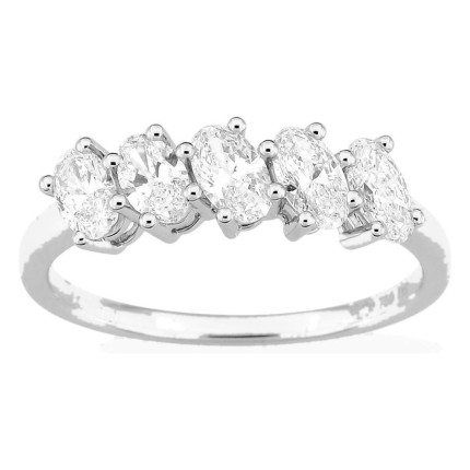 Anel em ouro branco 18K com diamantes criados de lapidação oval 1,00 ct