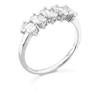 Anel em ouro branco 18K com diamantes criados de lapidação oval 1,00 ct