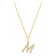 Colar inicial letra M em ouro amarelo 9K com diamantes criados 0,17 ct