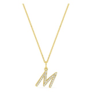 Collar inicial letra M de oro amarillo 9K con diamantes creados 0,17 ct