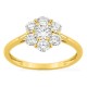 Anillo de oro amarillo 9K con diamantes creados 0,97 ct en forma de flor