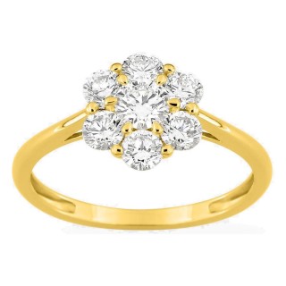 Anillo de oro amarillo 9K con diamantes creados 0,97 ct en forma de flor