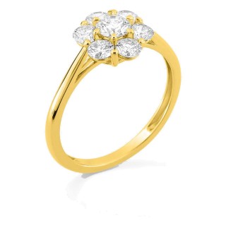 Anillo de oro amarillo 9K con diamantes creados 0,97 ct en forma de flor
