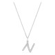 Colar inicial letra N em ouro branco 9K com diamantes criados 0,13 ct