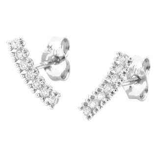 Brincos de pressão em ouro branco 9K com linha de 7 diamantes criados 0,10 ct