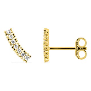 Pendientes de botón de oro amarillo 9K con línea de 7 diamantes creados 0,10 ct