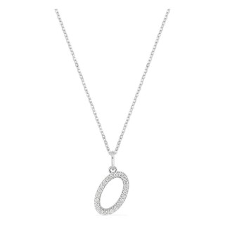 Collar inicial letra O de oro blanco 9K con diamantes creados 0,13 ct