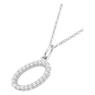 Collar inicial letra O de oro blanco 9K con diamantes creados 0,13 ct
