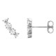 Brincos de pressão em ouro branco 9K com linha de 3 diamantes criados lapidação pera 0,30 ct