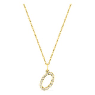 Colar inicial letra O em ouro amarelo 9K com diamantes criados 0,13 ct