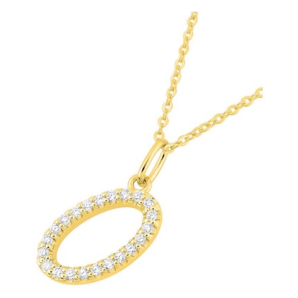 Colar inicial letra O em ouro amarelo 9K com diamantes criados 0,13 ct