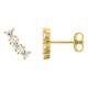 Brincos de pressão em ouro amarelo 9K com linha de 3 diamantes criados lapidação pera 0,30 ct