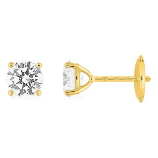 Pendientes de botón de oro amarillo 18K con diamantes creados redondos 1,40 ct