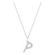Collar inicial letra P de oro blanco 9K con diamantes creados 0,11 ct
