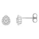 Pendientes de botón de oro blanco 9K con diamantes creados 0,20 ct y centro de talla pera en halo