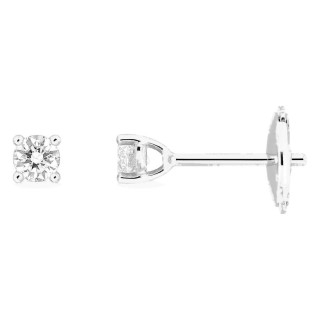 Brincos de pressão em ouro branco 18K com diamantes criados redondos 0,20 ct