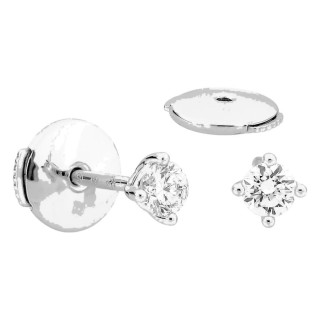 Brincos de pressão em ouro branco 18K com diamantes criados redondos 0,20 ct