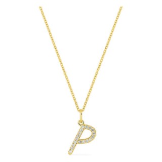 Collar inicial letra P de oro amarillo 9K con diamantes creados 0,11 ct