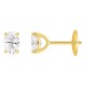 Brincos de pressão em ouro amarelo 18K com diamantes criados ovais 1,00 ct