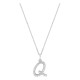 Colar inicial letra Q em ouro branco 9K com diamantes criados 0,16 ct