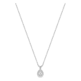 Collar de oro blanco 9K con colgante de 6x4 mm y diamantes creados 0,10 ct