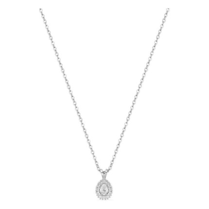 Collar de oro blanco 9K con colgante de 6x4 mm y diamantes creados 0,10 ct