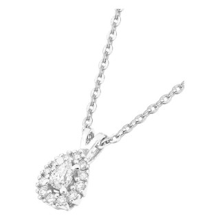 Collar de oro blanco 9K con colgante de 6x4 mm y diamantes creados 0,10 ct