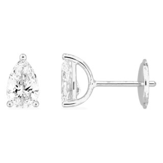Pendientes de botón de oro blanco 18K con diamantes creados de talla pera 1,00 ct