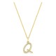 Colar inicial letra Q em ouro amarelo 9K com diamantes criados 0,16 ct