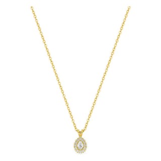Colar em ouro amarelo 9K com pendente de 6x4 mm e diamantes criados 0,10 ct