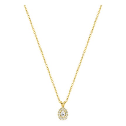 Collar de oro amarillo 9K con colgante de 6x4 mm y diamantes creados 0,10 ct