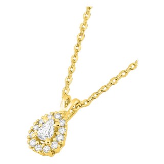 Collar de oro amarillo 9K con colgante de 6x4 mm y diamantes creados 0,10 ct